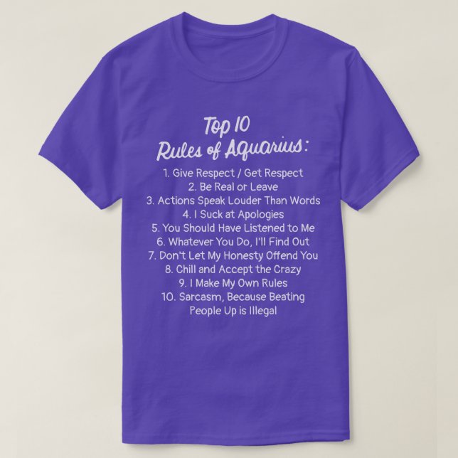 Zodiac Sign Funny Top 10 Rules Of Aquarius Premium (Frente do Design)