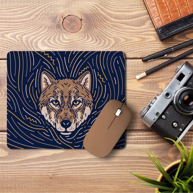 Zodiac Wolf Portrait | Wolf Mousepad desenhado à m (Criador carregado)