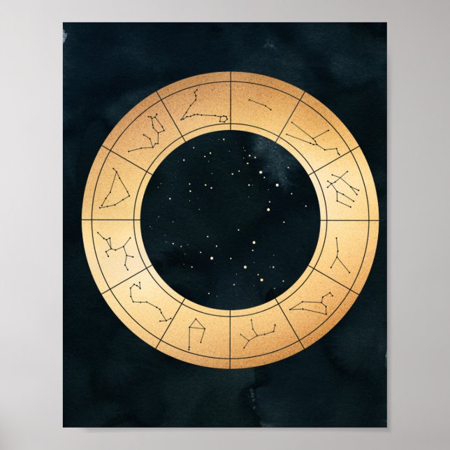 Zodíaco, Astrologia, Estrelas do Sol da Lua Poster (Frente)