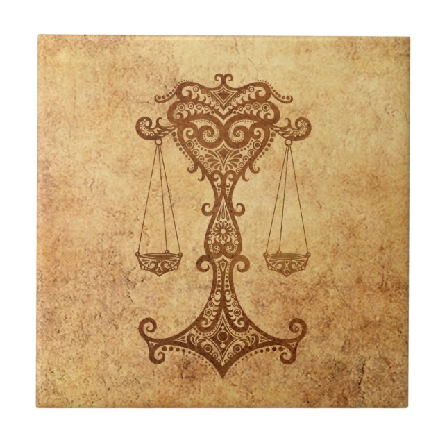 Zodíaco envelhecido vintage do Libra (Frente)
