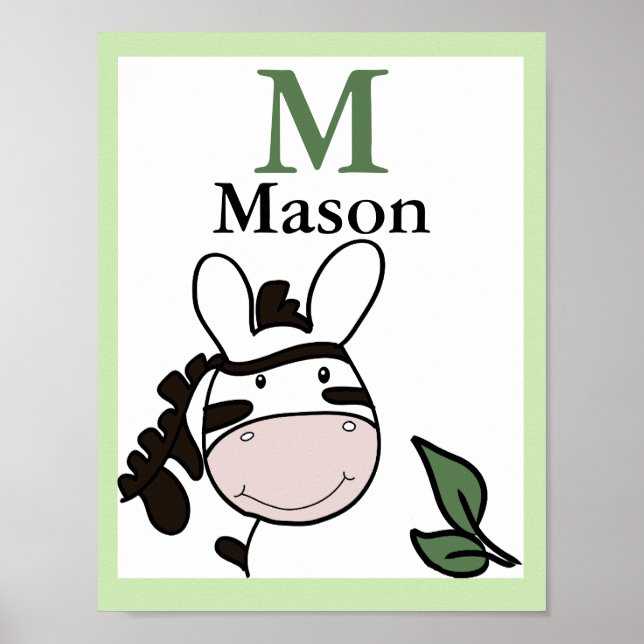 Zoey, IMPRESSÃO de Zebra, Animais do Zoo (Frente)