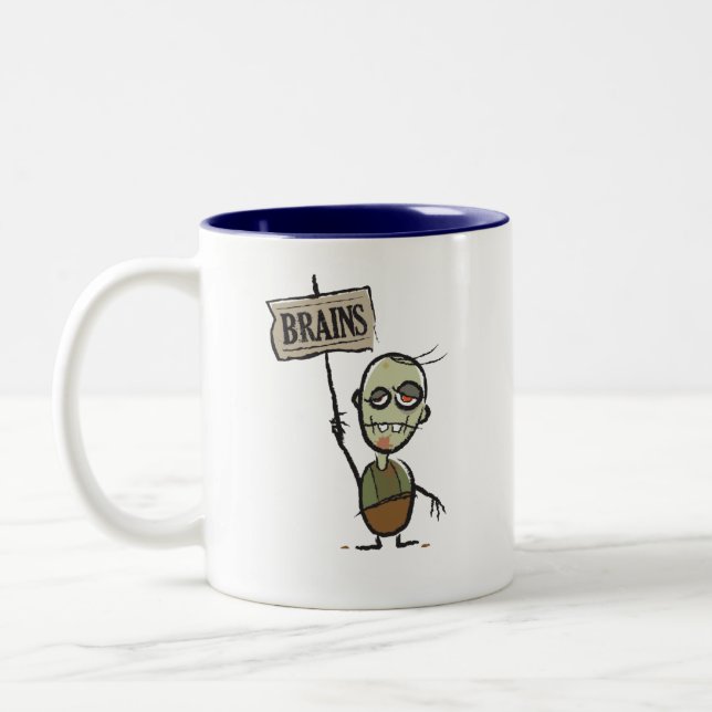 Zombi com a caneca do Dois-Tom do sinal dos (Esquerda)