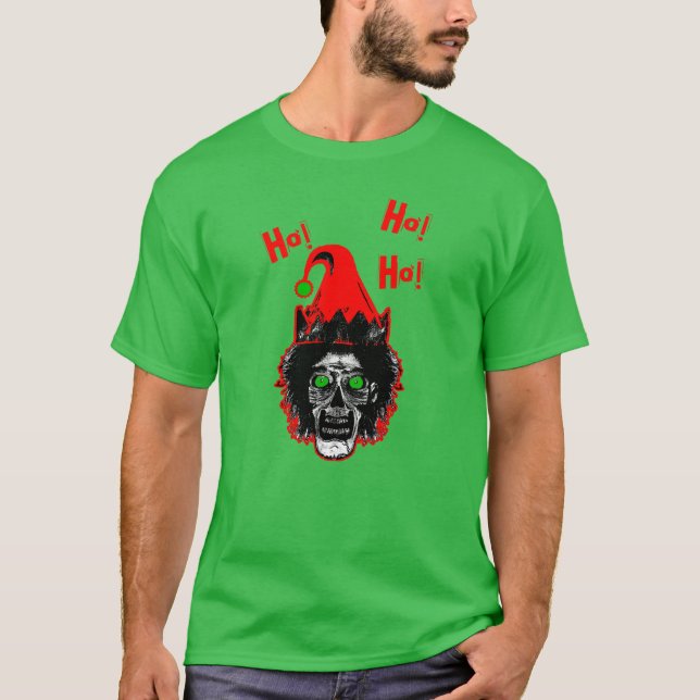 Zombie - Chapéu Vermelho Curvo! Ho! Ho! Camiseta (Frente)