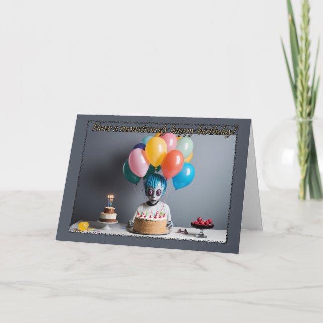 Zombie deseja o cartão de aniversário do menino (Frente)