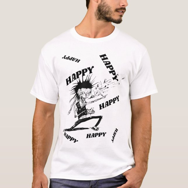 ZOMBIE FELIZ, CAMISA MASCULINA BRANCA (Frente)