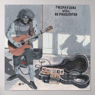 Zombie Guitar Musical Fantasy Wall Impressão