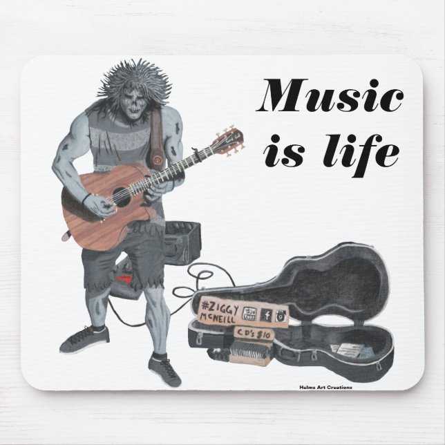 Zombie Guitar Musical Life Mousepad (Frente)