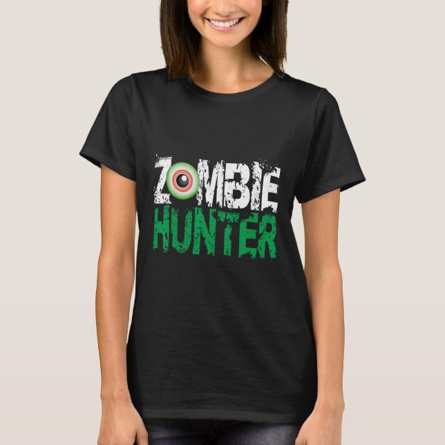 Zombie Hunter Halloween Traga Uma Camisa Cuja Arma (Frente)