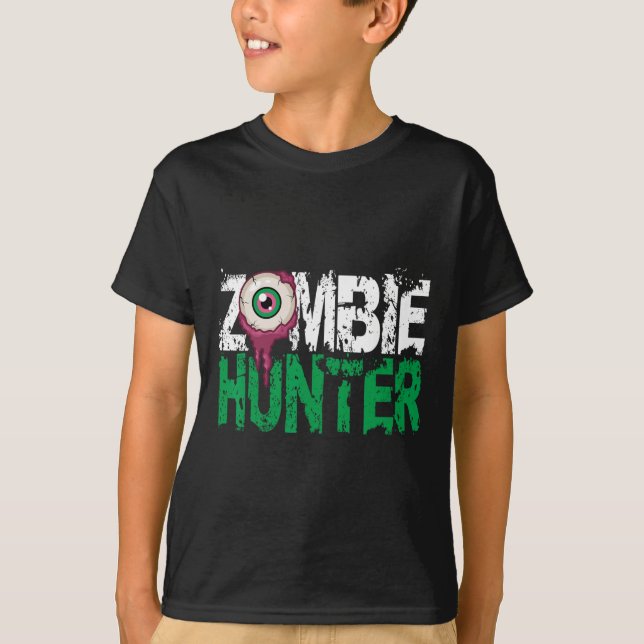 Zombie Hunter Halloween Traga Uma Camisa Cuja Arma (Frente)