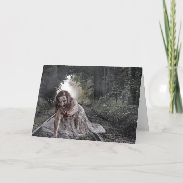 Zombie no Cartão de Halloween de Rastreio (Frente)