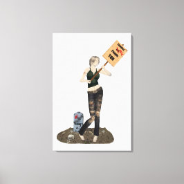 Zombie Pin Up Girl Protest II Canvas Print