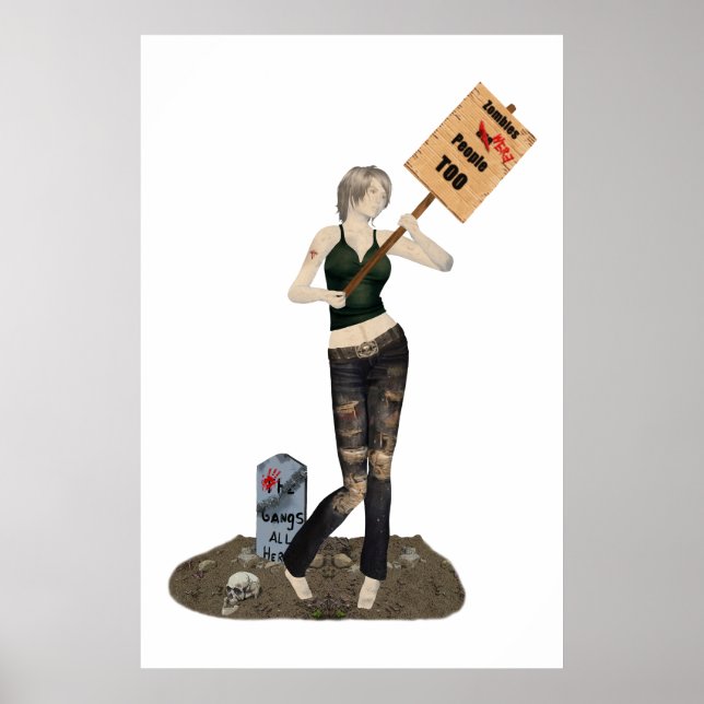 Zombie Pin Up Girl Protest II Poster (Frente)