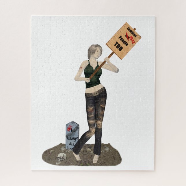 Zombie Pin Up Girl Protesto II Quebra-cabeça (Vertical)