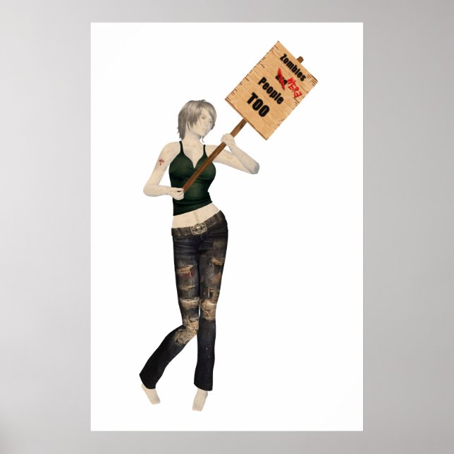 Zombie Pin Up Girl Protesto Poster (Frente)
