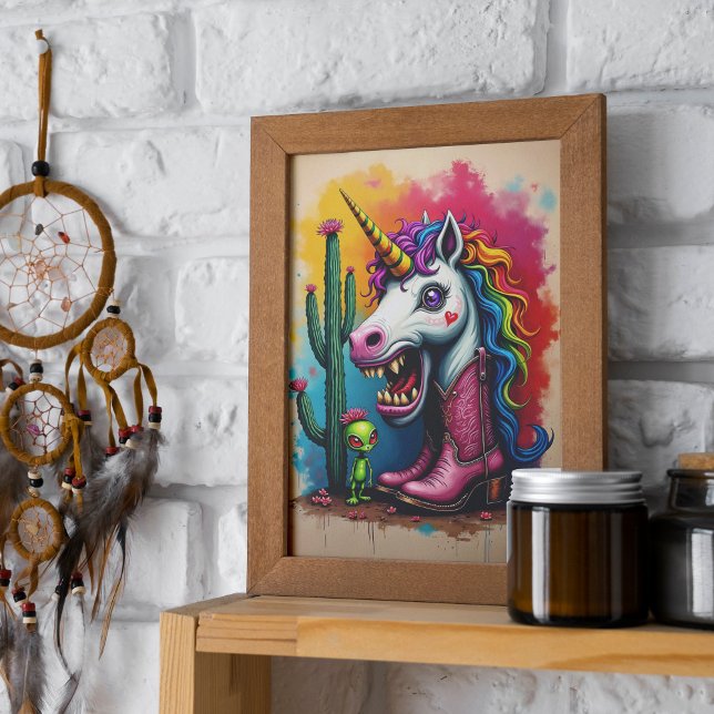 Zombie Unicorn Art Poster ou Disoupage Paper (Wild and trendy rainbow zombie unicorn poster.  Available in multiple sizes.)