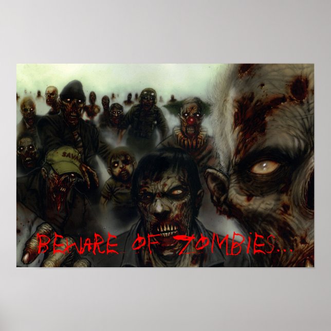 Zombies "Cuidado com os zombies" Poster do Dia das (Frente)