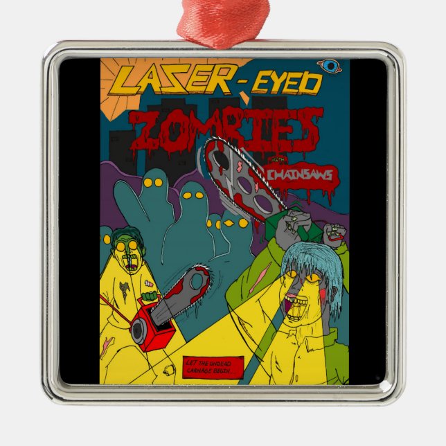 Zombies de olhos laser com ornamento de arbustos (Frente)