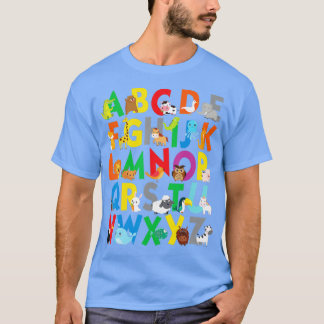 Zoo Animal Alfabeto Camisa ABC Aprendizagem para r