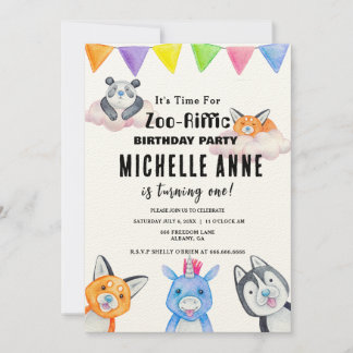 Zoo Birthday Invite - Cartão Personalizado de Fest