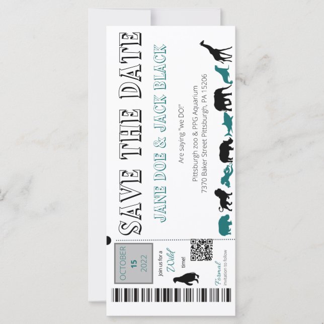 Zoo Salvar a Data Convite (Frente)