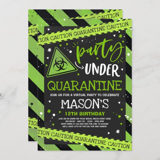 Zoom Virtual do Convite de aniversário de Quarente (Frente/Verso)