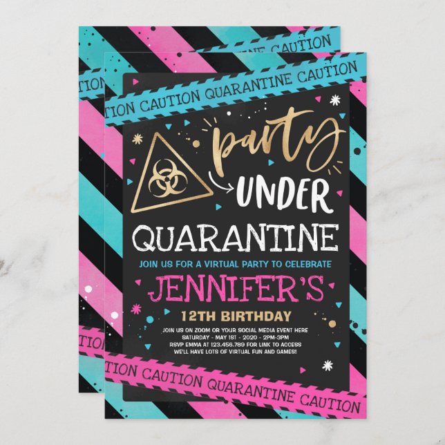 Zoom Virtual do Convite de aniversário de Quarente (Frente/Verso)