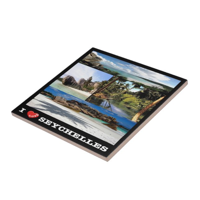 zSC024 SEYCHELLES, I Love, La Digue, Mosaic, (Lateral)