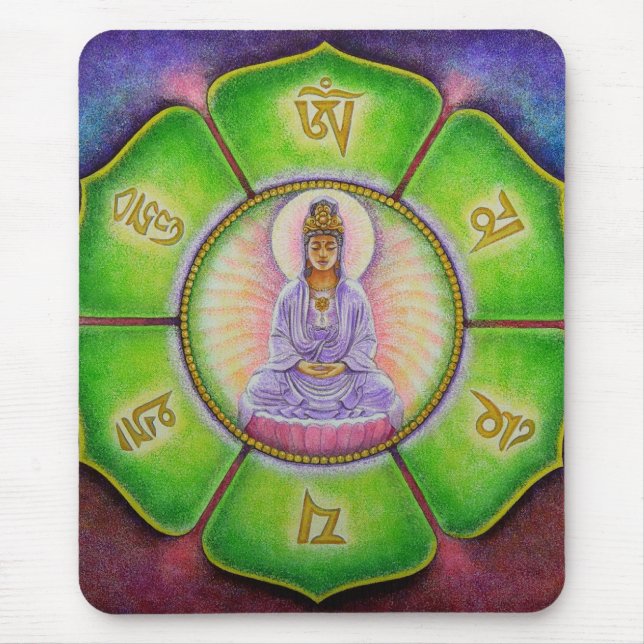 Zumbido" Mousepad de Kuan Yin "OM Mani Padme (Frente)