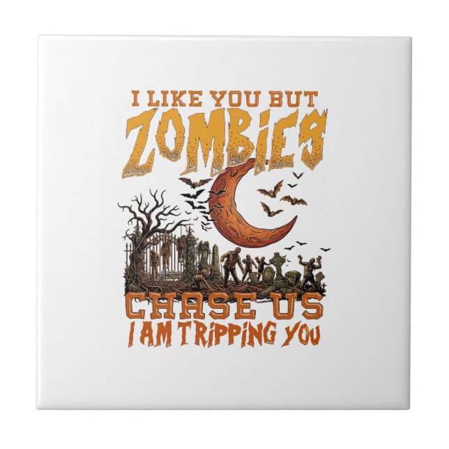 Zumbis Nos Perseguem Halloween Cemitério Lua Cresc (Frente)