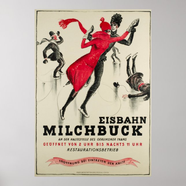 Zürich, Eisbahn Milchbuck Poster vintage (Frente)
