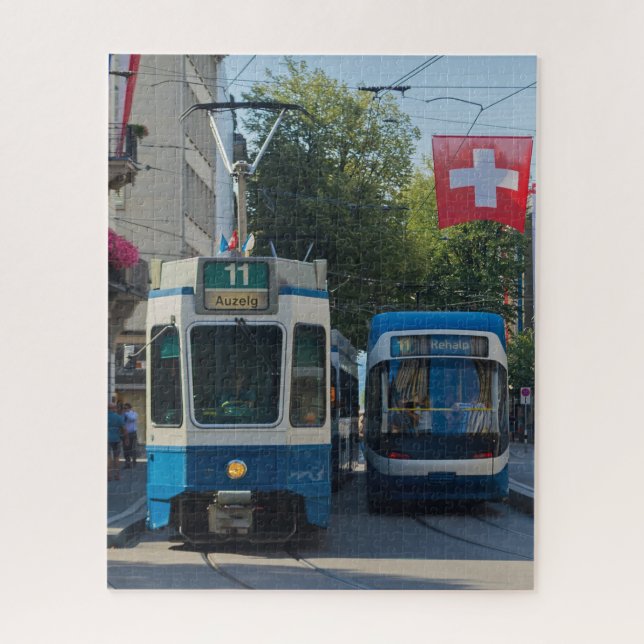 Zurich Trams Suiça Jigsera Quebra-cabeça (Vertical)