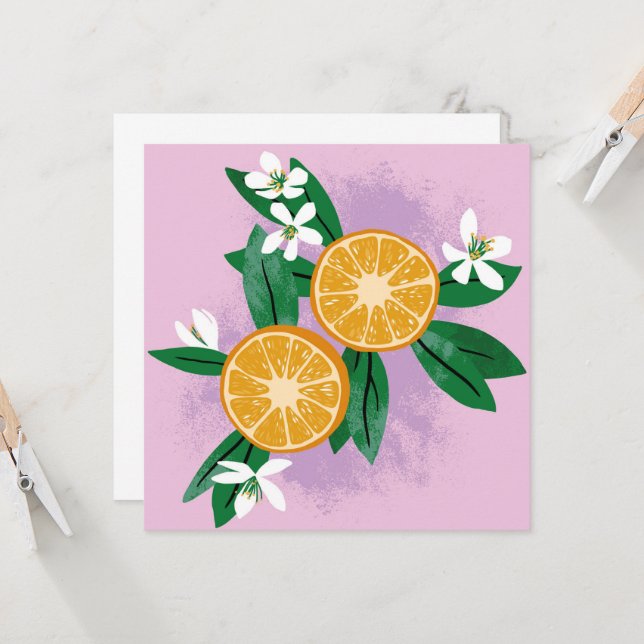 Zwei Hälften Mandarinen. Karte. (Frente/Verso In Situ)