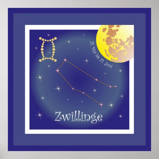 Zwillinge 21. Mai bis 21. Poster Juni (Frente)