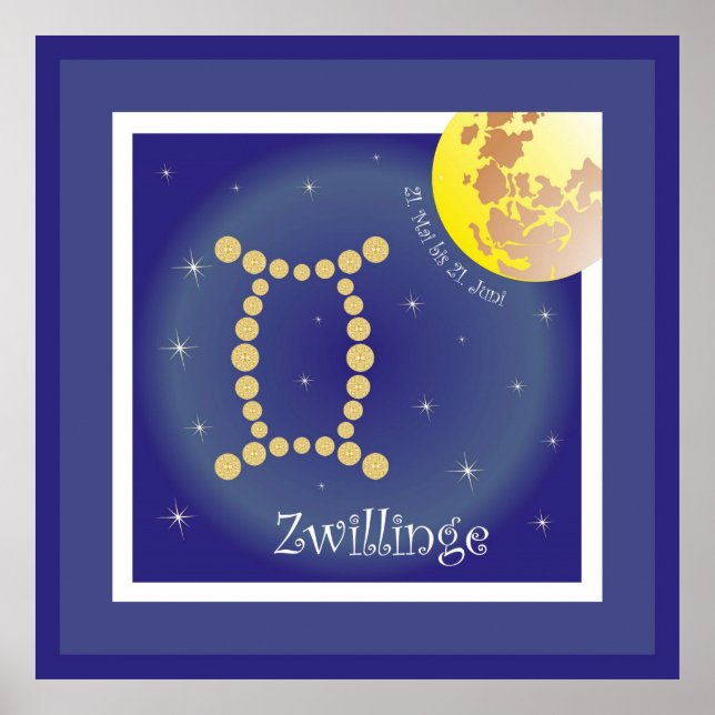 Zwillinge 21. Mai bis 21. Poster Juni (Frente)